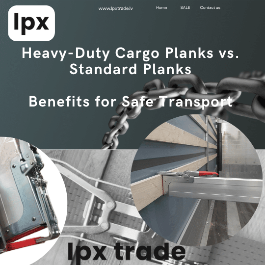 Heavy-duty cargo planks inside a trailer used for stabilizing and supporting heavy loads.